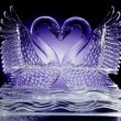 double swans heart ice carving